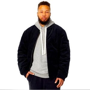 Label NEW Corduroy Bomber Go-To Black Black Jacket, Men’s Sz L